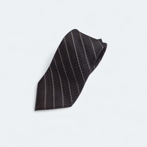 Holt Renfrew All Silk Black & Silver Striped Men's LuxeTie